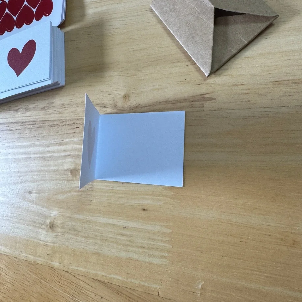 Red Heart Gift Box Set with 60 Mini Envelopes Cards Stickers and Gold Ribbon Bow